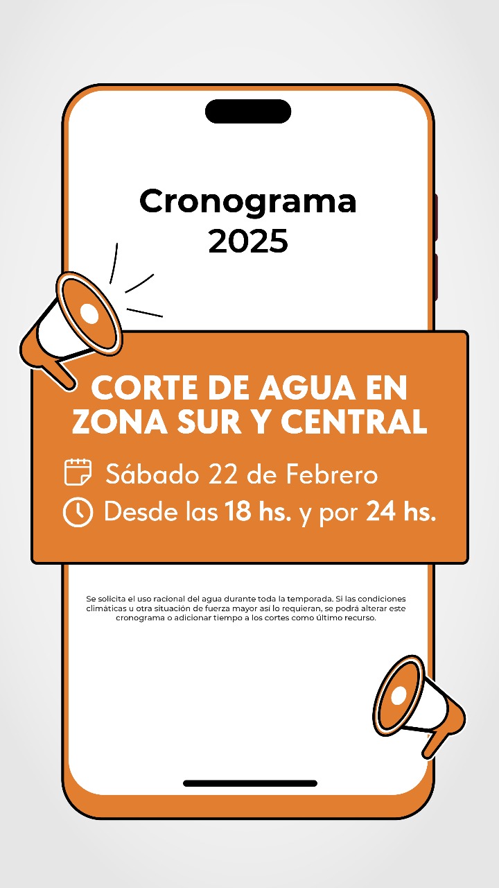Hoy cortan el agua en zona sur y centro