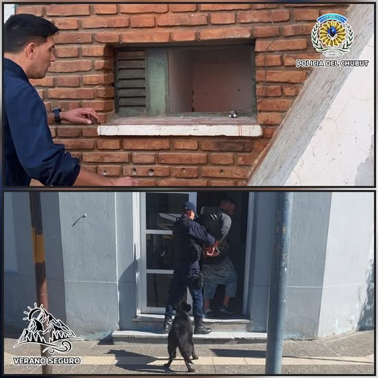 Tenia el torso dentro de un ventiluz y fue atrapado por la policia
