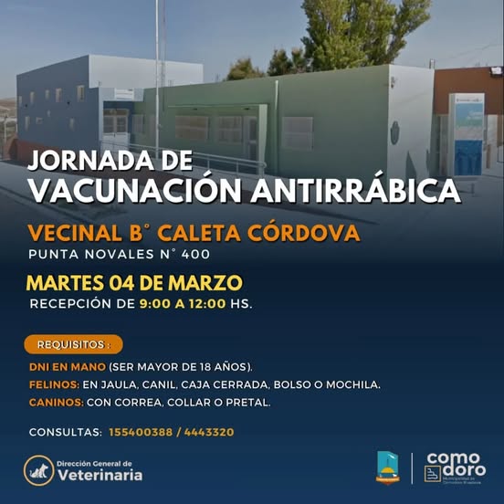 Jornada Gratuita de Vacunación Antirrábica en Caleta Córdova