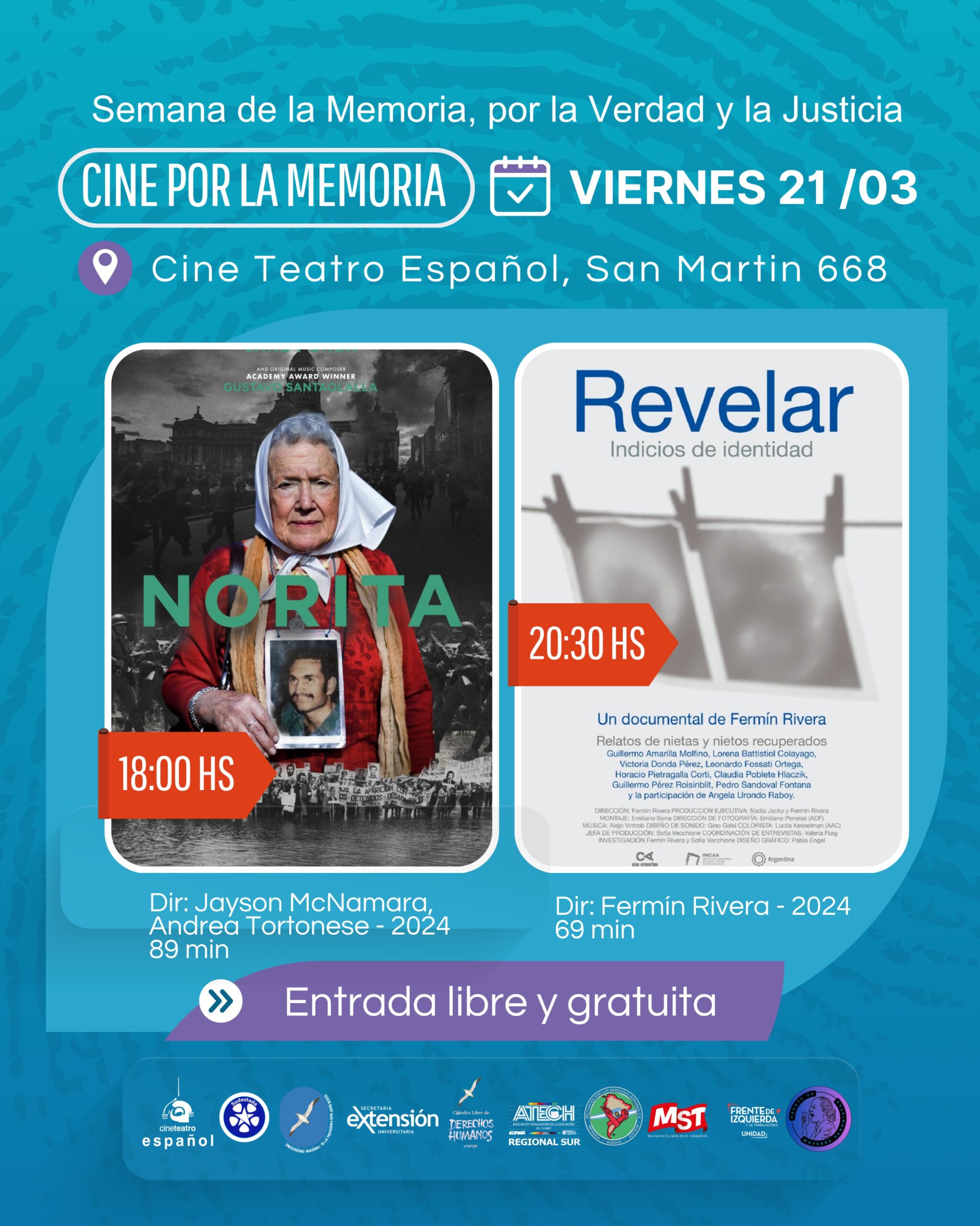 Cine por la Memoria: Hoy «Norita» y «Revelar» en el Español