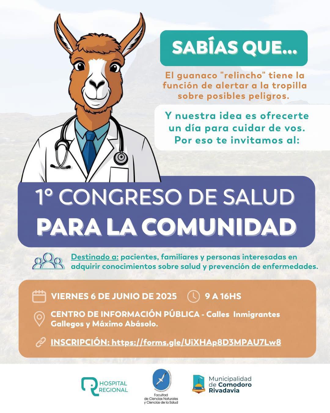 Este viernes 6 de junio  se realiza el Primer Congreso de Salud para la Comunidad en Comodoro