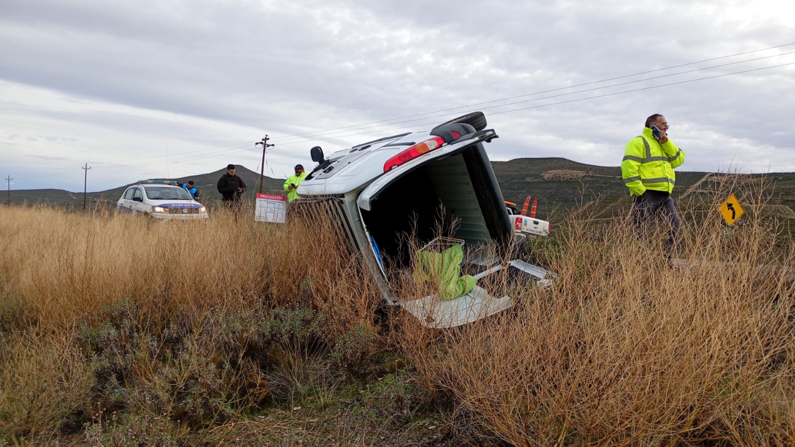Una mujer volcó con su vehículo en la Ruta Provincial 39, cerca del ingreso a Diadema Argentina