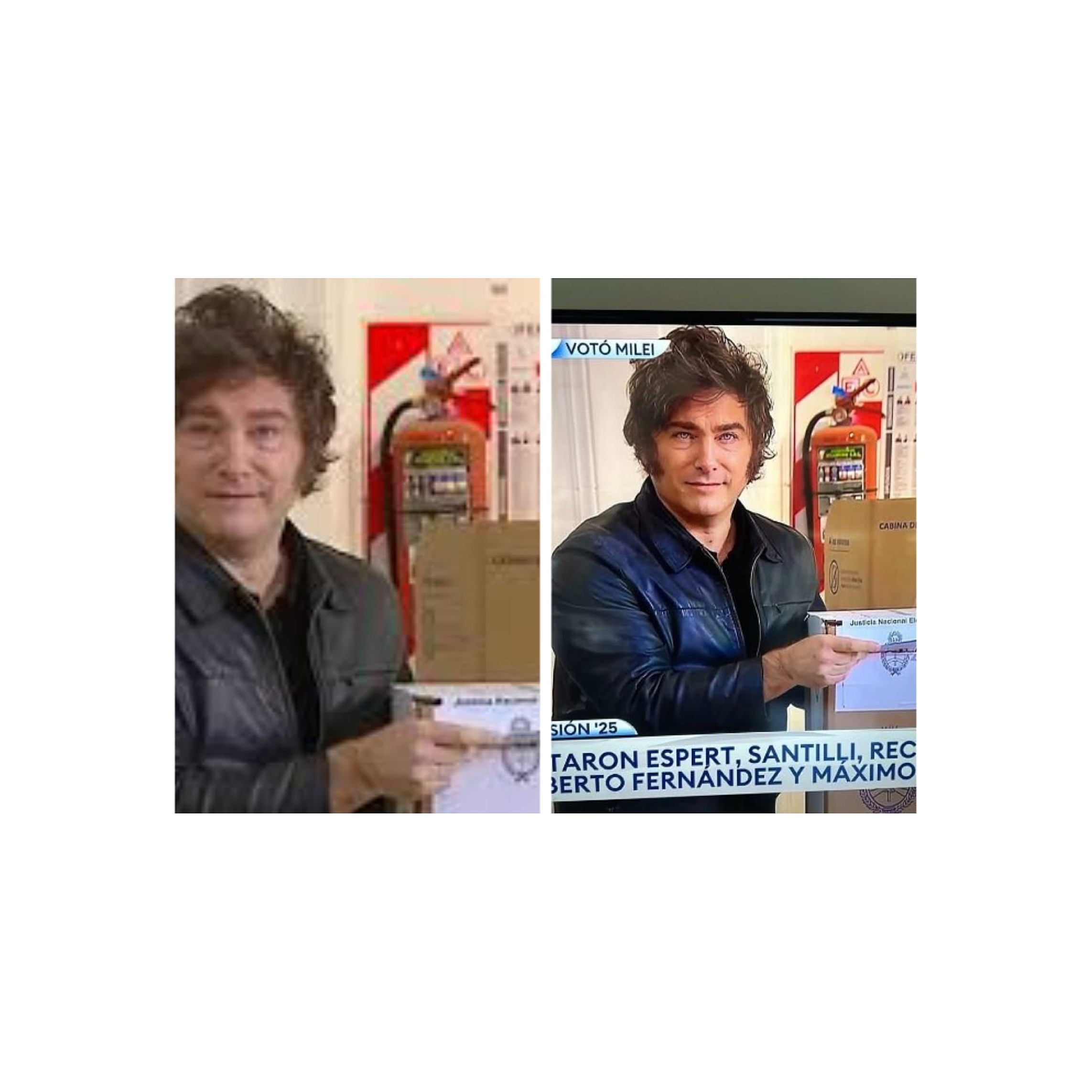 Milei retocado y Espert en el asiento de atrás