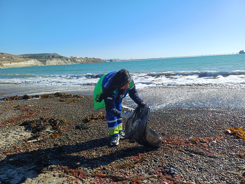 Estudiantes y Urbana realizaron una jornada de limpieza en la costanera de Comodoro Rivadavia