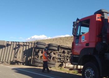 Vialidad Nacional trabajó para despejar la calzada por un vuelco de un camión en la Ruta 40