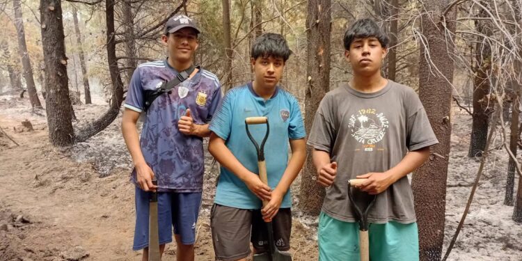 En medio del incendio, tres adolescentes de Epuyén cruzaron el lago para ayudar a los brigadistas