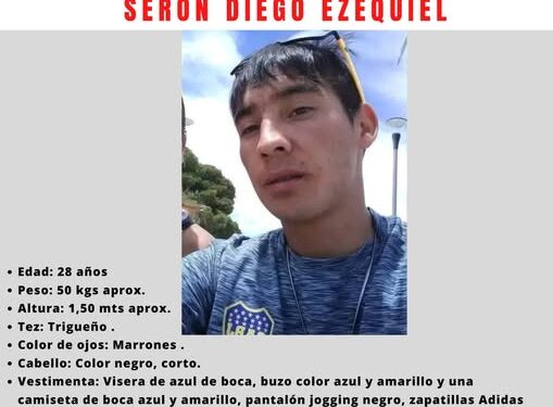 Continúa la búsqueda de Diego Seron en Comodoro Rivadavia
