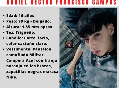 Buscan a un adolescente de 16 años en Comodoro Rivadavia