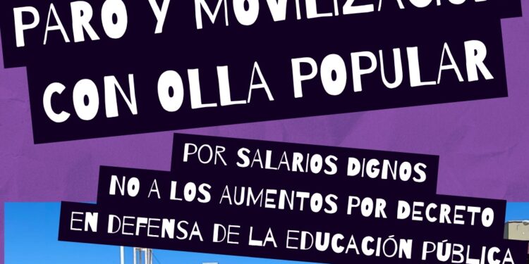 Olla popular docente con movilización