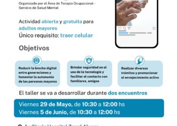 Taller gratuito sobre uso de tecnología para adultos mayores en el Hospital Zonal Alvear