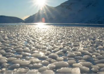 Impactante postal: miles de esferas de hielo cubrieron una laguna en Neuquén