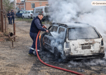 Incendio total de un vehículo en un taller mecánico de Comodoro