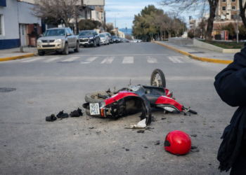 Choque entre auto y moto en pleno centro de Comodoro