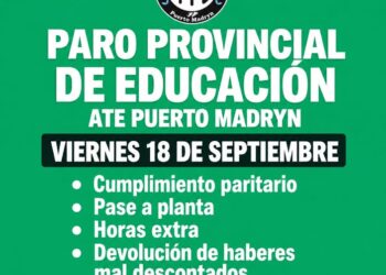 ATE convoca a paro provincial de Educación en Chubut