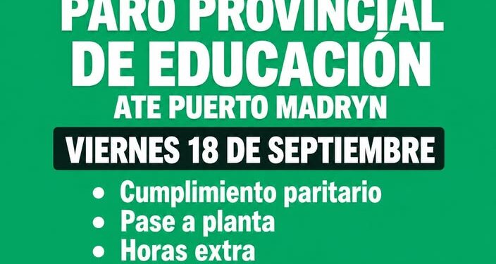 ATE convoca a paro provincial de Educación en Chubut