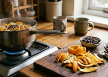 Hervir café usado con cáscaras de naranja: el truco natural que limpia y perfuma el hogar
