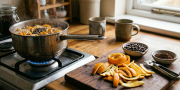 Hervir café usado con cáscaras de naranja: el truco natural que limpia y perfuma el hogar