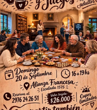 Una propuesta recreativa para adultos con Merienda y juegos