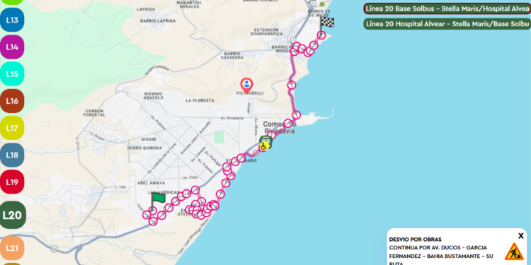 Modificación provisoria en el recorrido de la línea 20