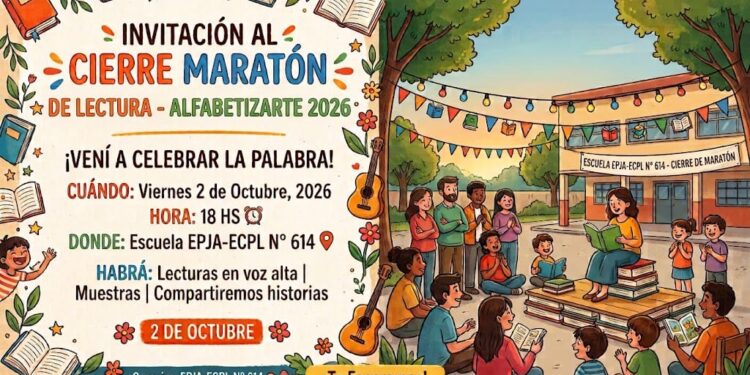 La Escuela N° 614 celebrará el cierre de la Maratón de Lectura “Alfabetizarte 2026”